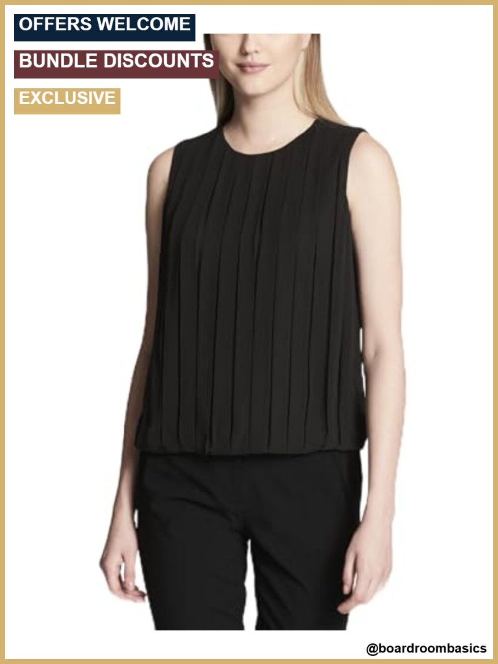 Sleeveless Knit Blouse V-Neck Woven Top Business Casual